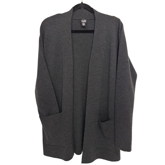 Eileen Fisher Sweaters - EILEEN FISHER Long Merino Wool Cardigan Size M Open Front Winter minimal casual
